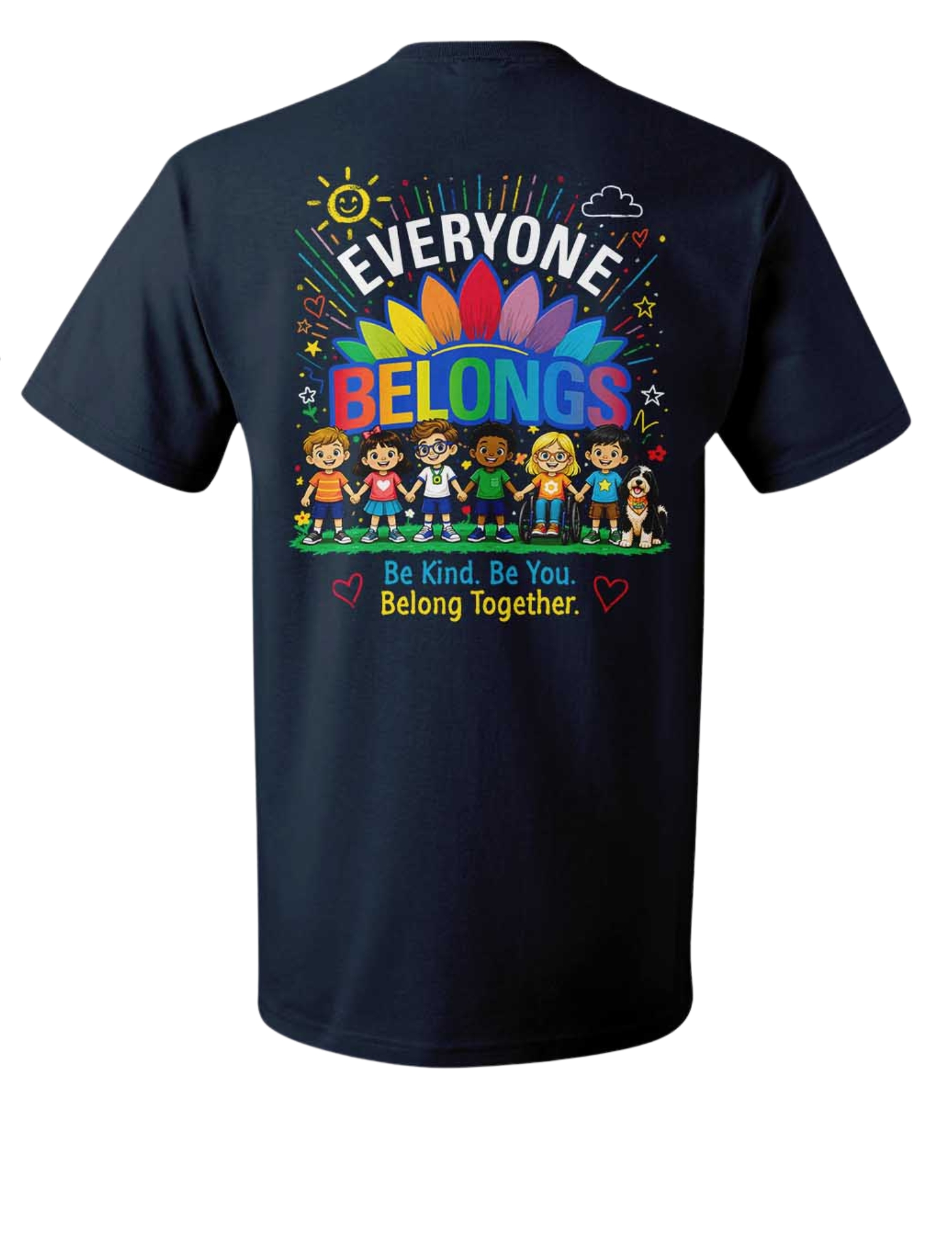 Choose Kindness. Create Belonging. Adult T-Shirt Navy - Image 2