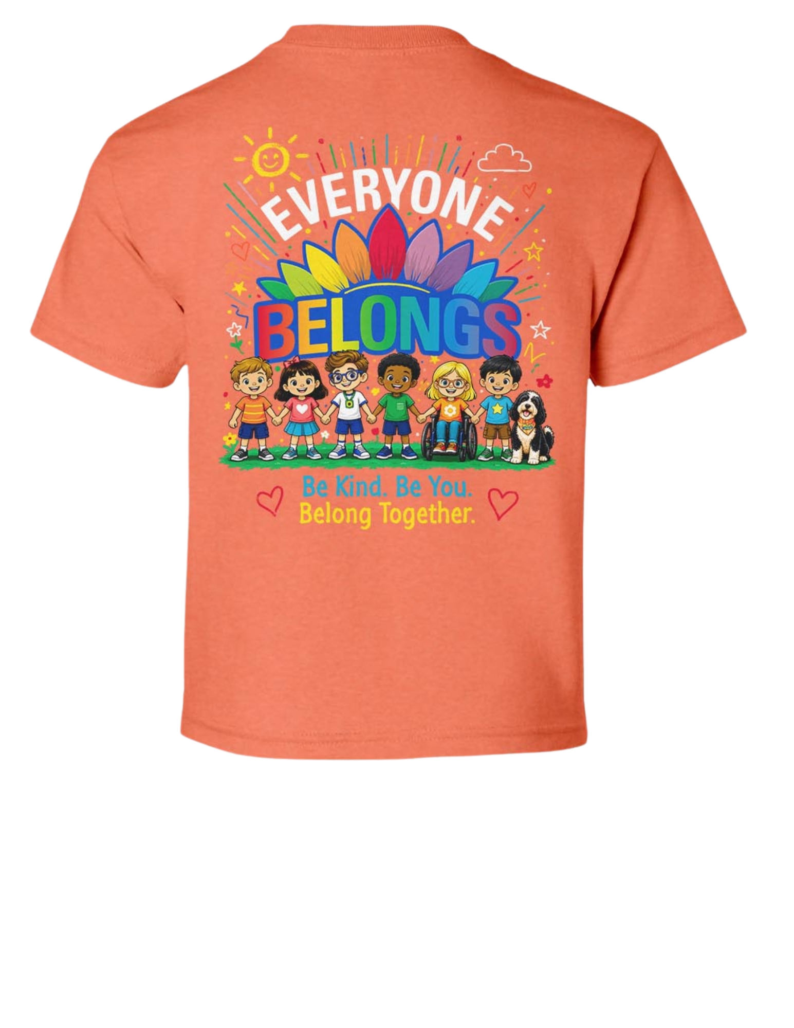 Choose Kindness. Create Belonging. Youth Heather Orange - Image 2